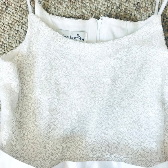 Chasing Fireflies Girls Sequined Easter Tulle White Flared Formal Dress 10 - Picture 7 of 10